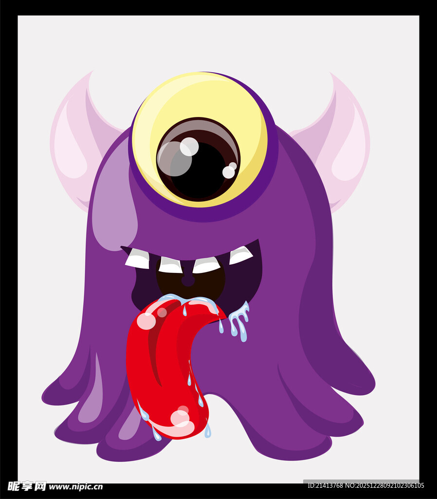 紫色独眼怪兽吐舌形象