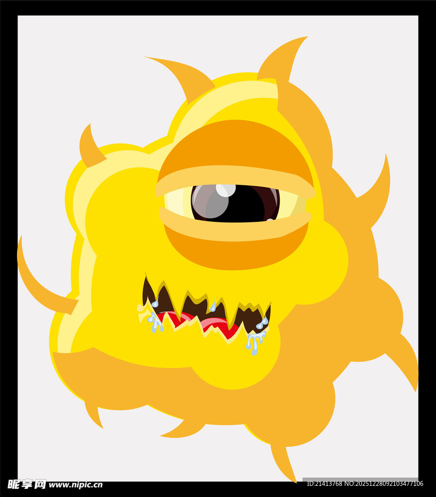 黄色多眼怪兽吐舌搞怪
