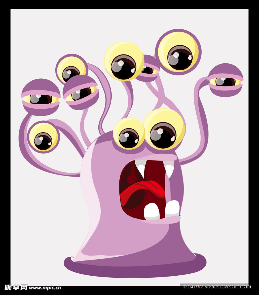 紫色多眼怪兽插画