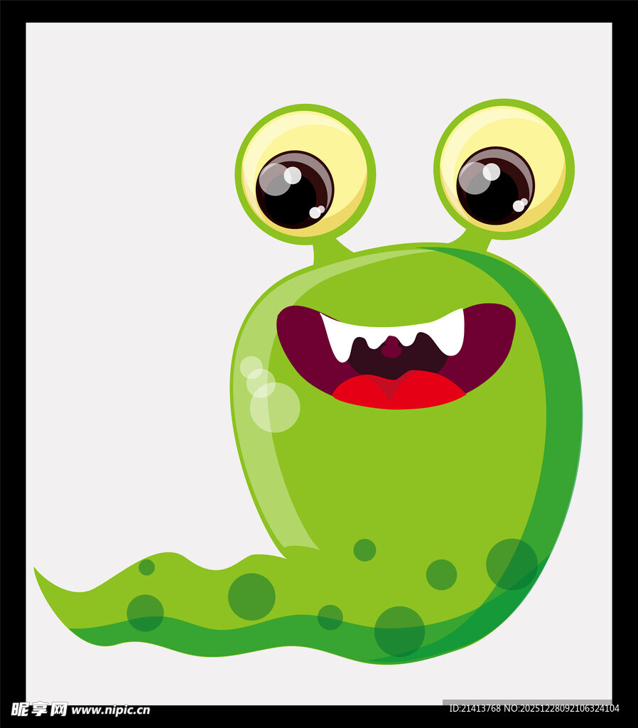 可爱卡通绿色大眼小怪物