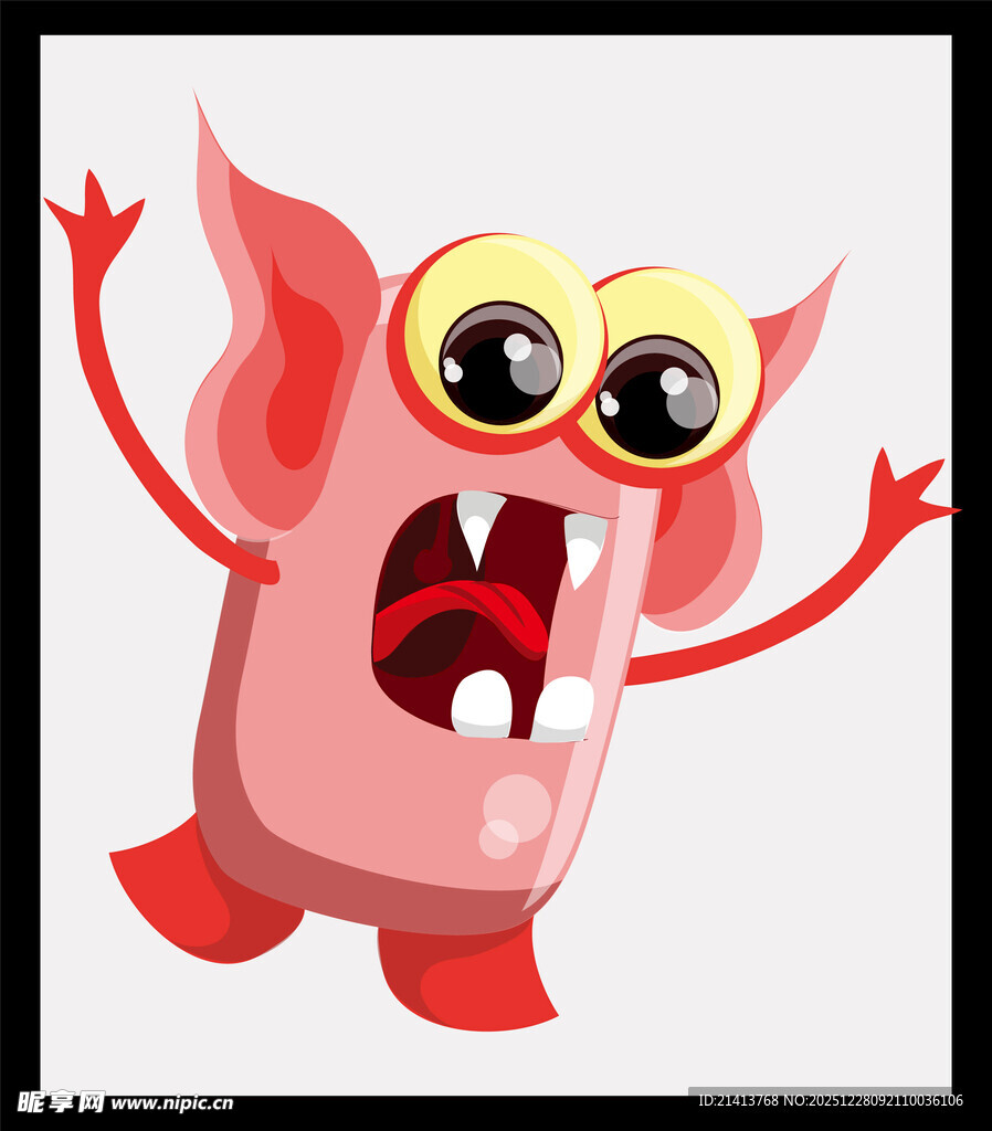 可爱搞怪的粉色小怪物