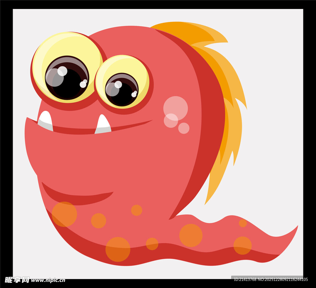 可爱红色卡通小怪兽