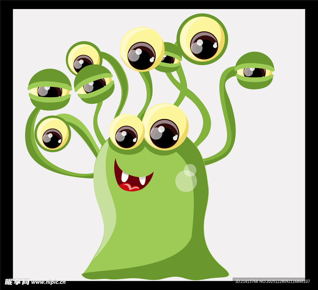 可爱多眼绿色卡通小怪物