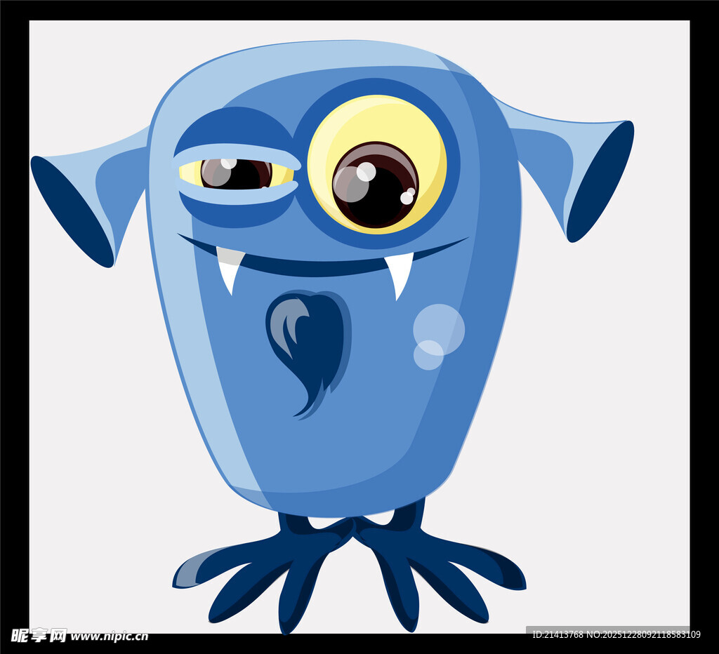 蓝色独眼卡通小怪物