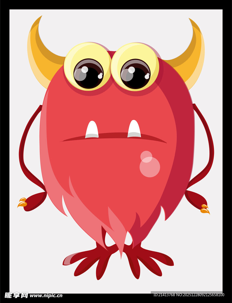 可爱红色小怪兽插画
