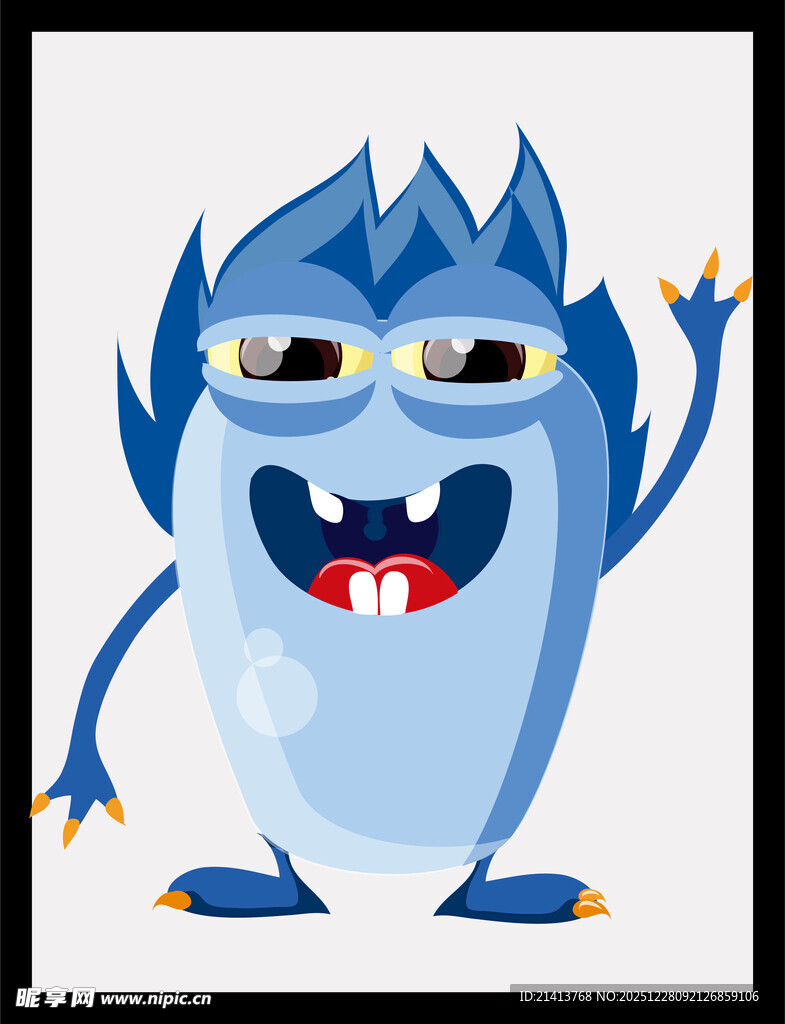 可爱蓝色小怪物卡通形象