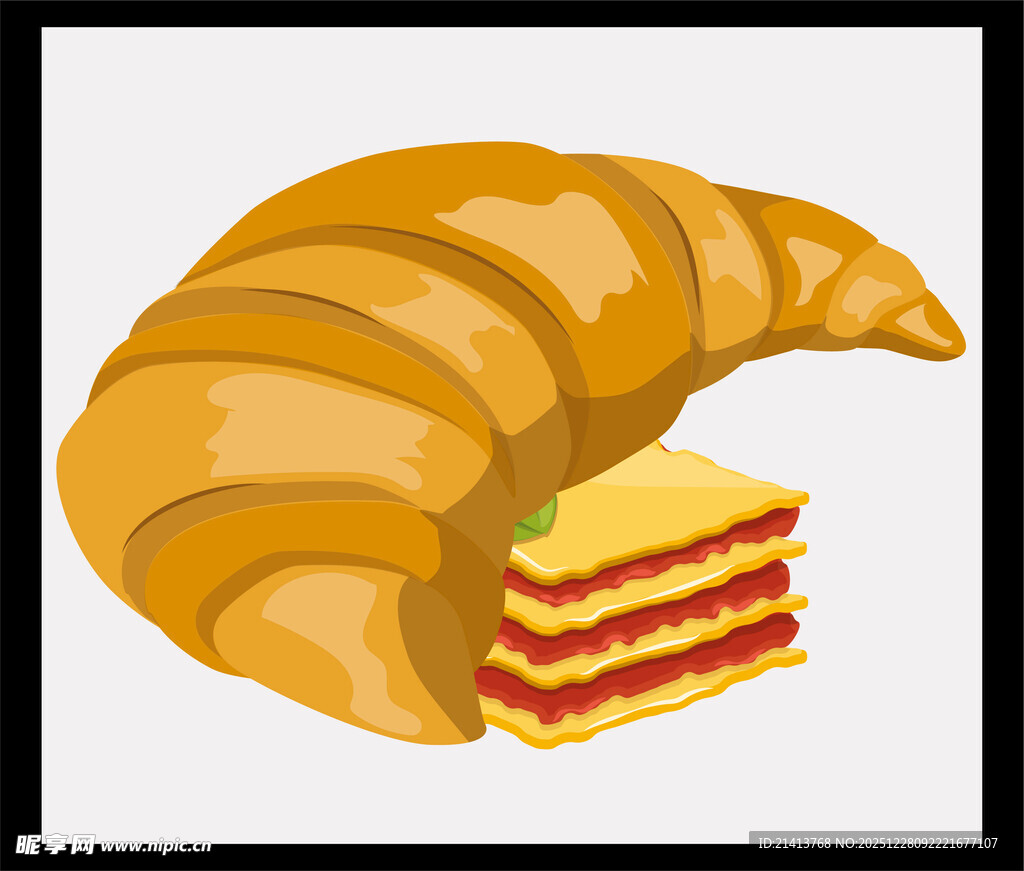 美味夹心牛角面包