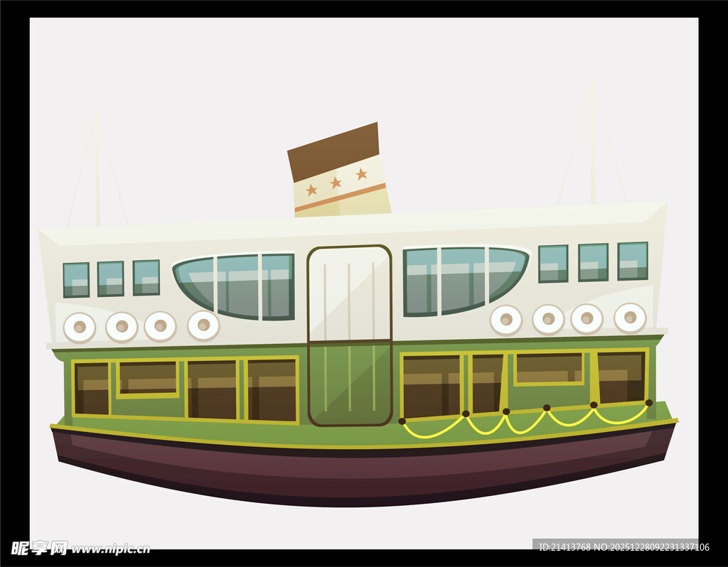 中式古风帆船插画