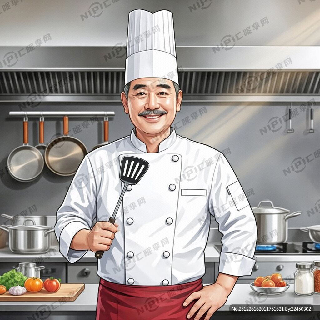 漫画人物中年男人厨师