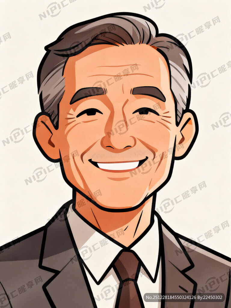 漫画人物微笑成功人士中年男人无