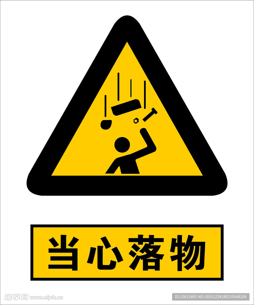 当心落物警示标志