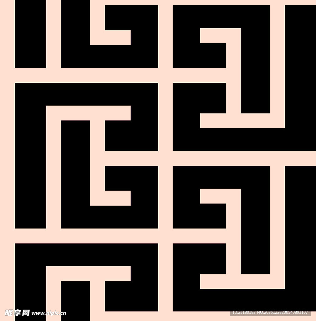 几何黑白回纹图案