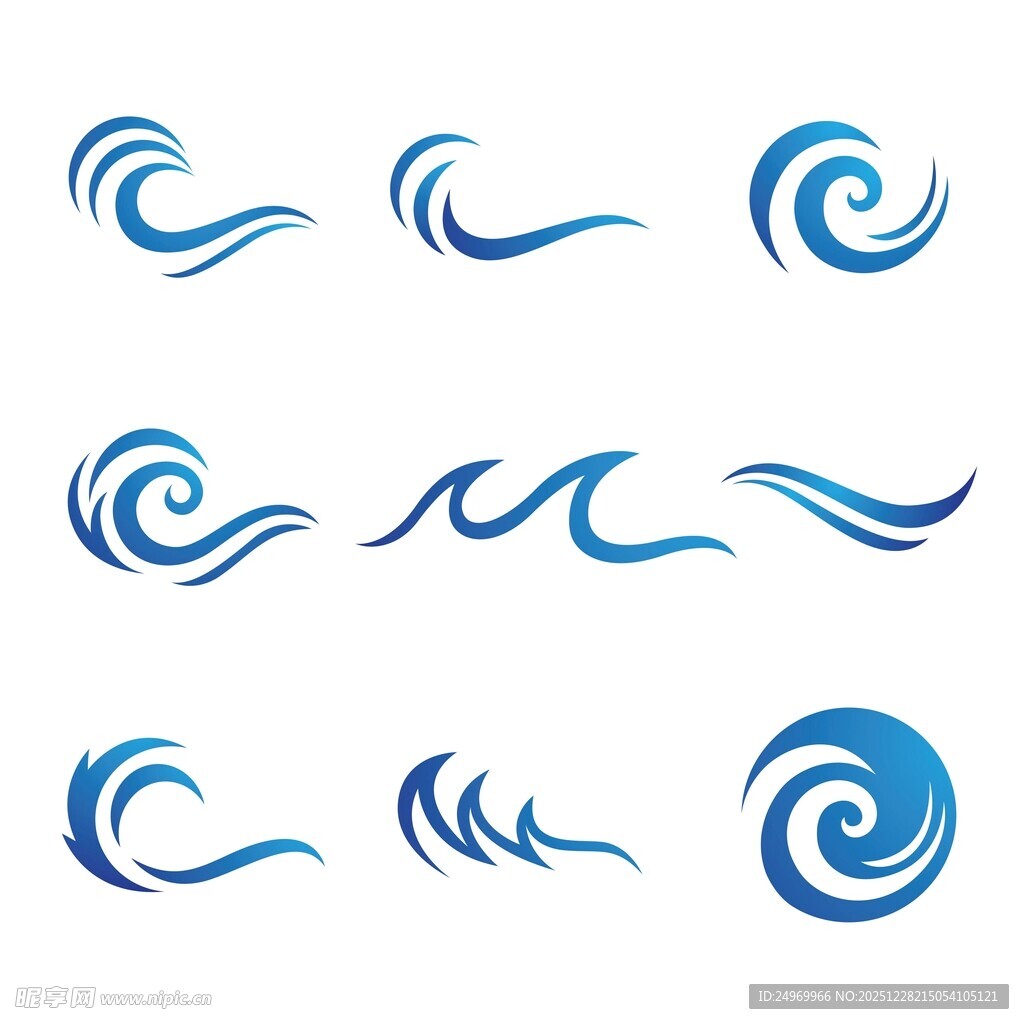 蓝色海浪图案设计元素