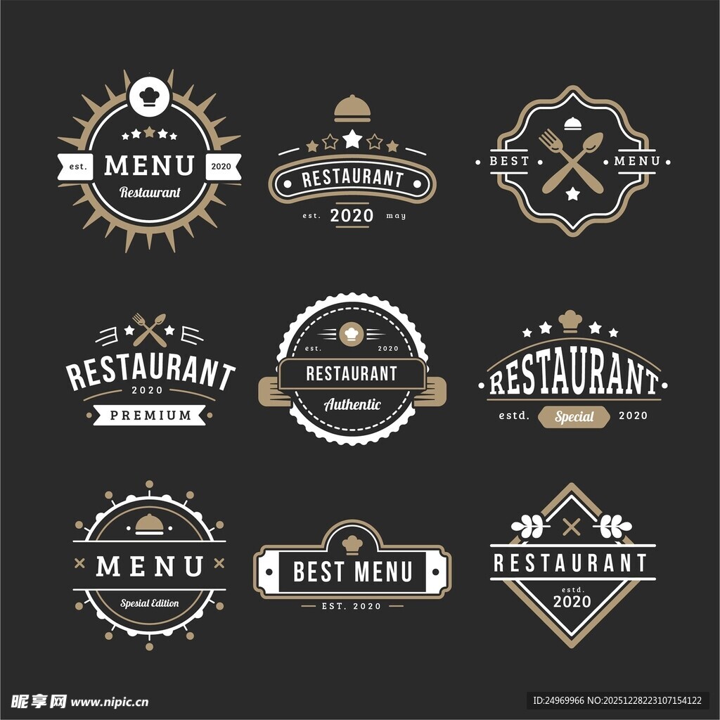 复古餐厅标志设计集合