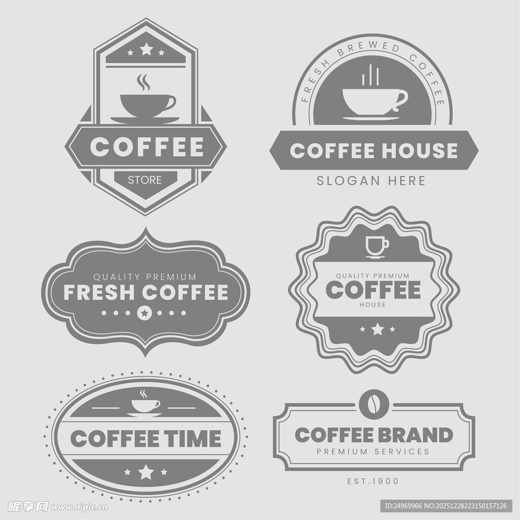 复古风咖啡主题标签设计