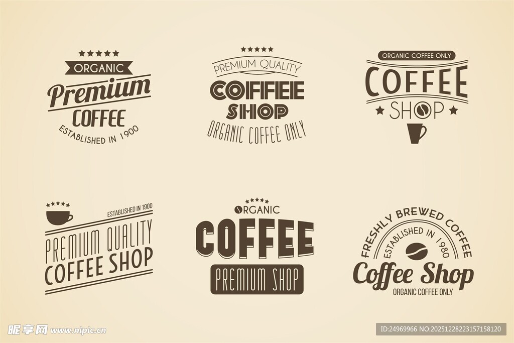 复古风咖啡主题标识设计
