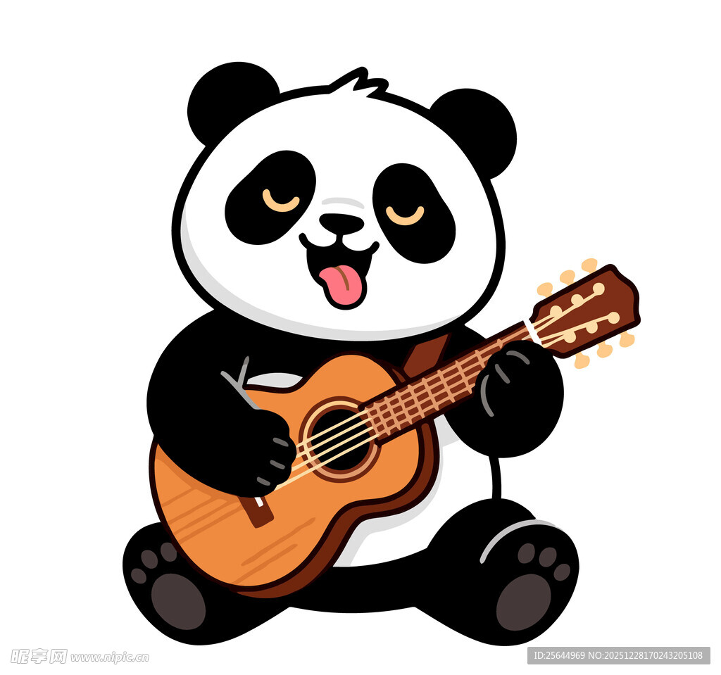 弹吉他的可爱熊猫