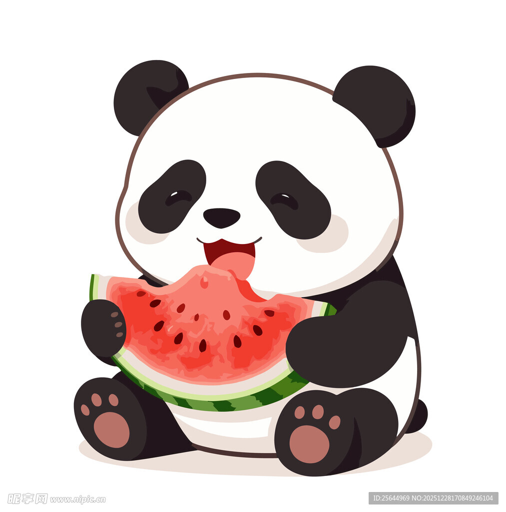 吃西瓜的可爱熊猫