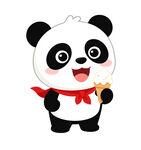 可爱熊猫手持食物