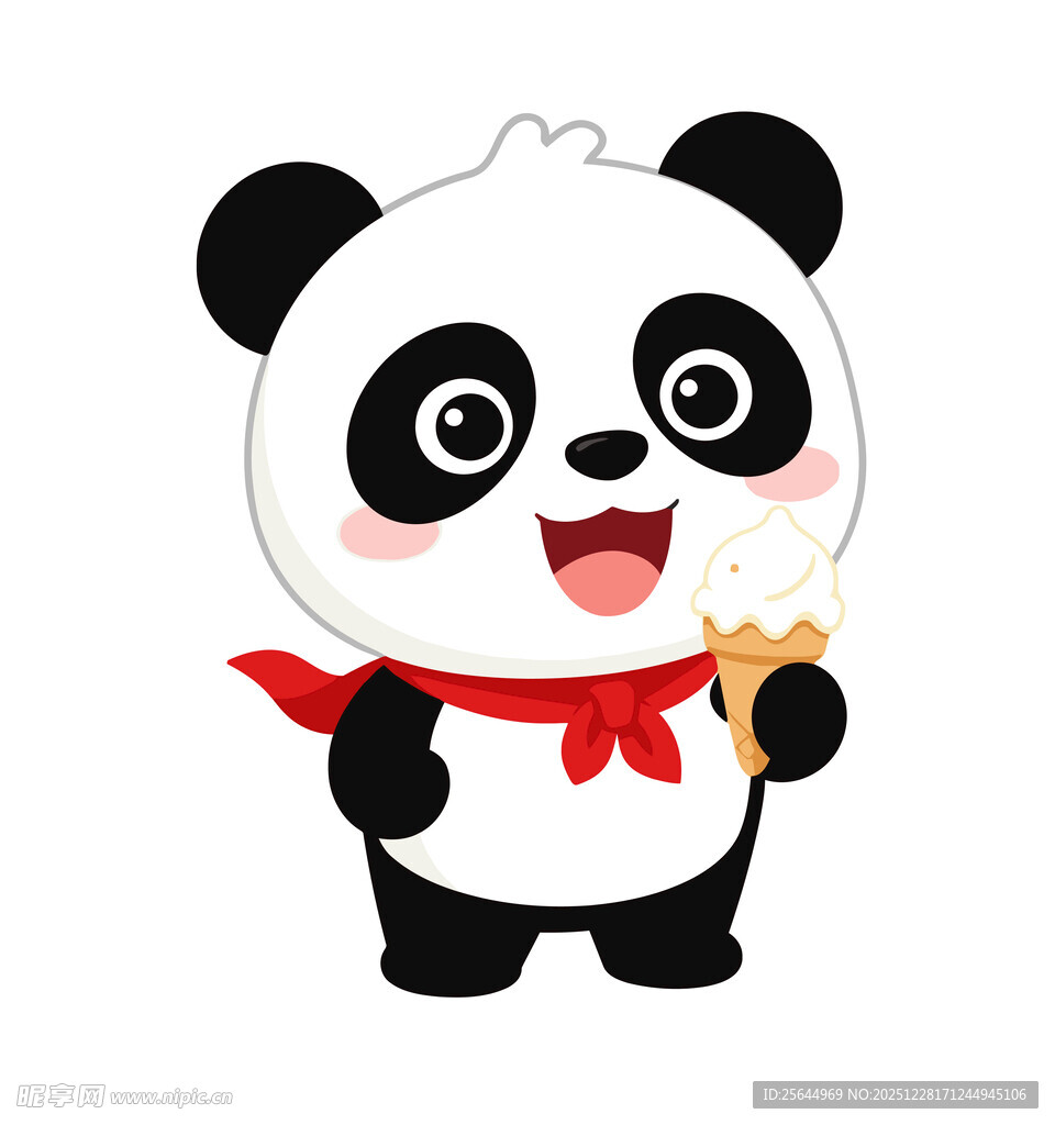 可爱熊猫手持食物