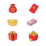 新年喜庆财富礼品图标集合