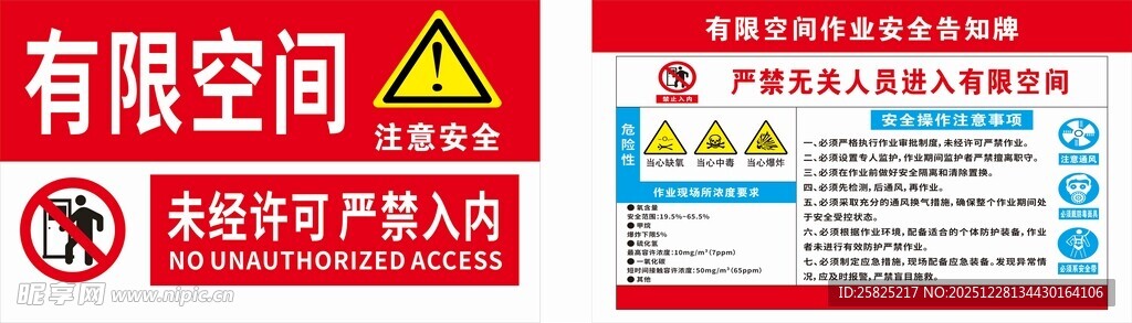 有限空间安全警示标识牌