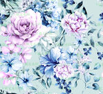 淡蓝背景花卉水彩插画