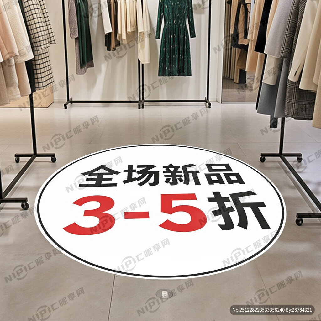 服装店开业圆形地贴“全场新品3