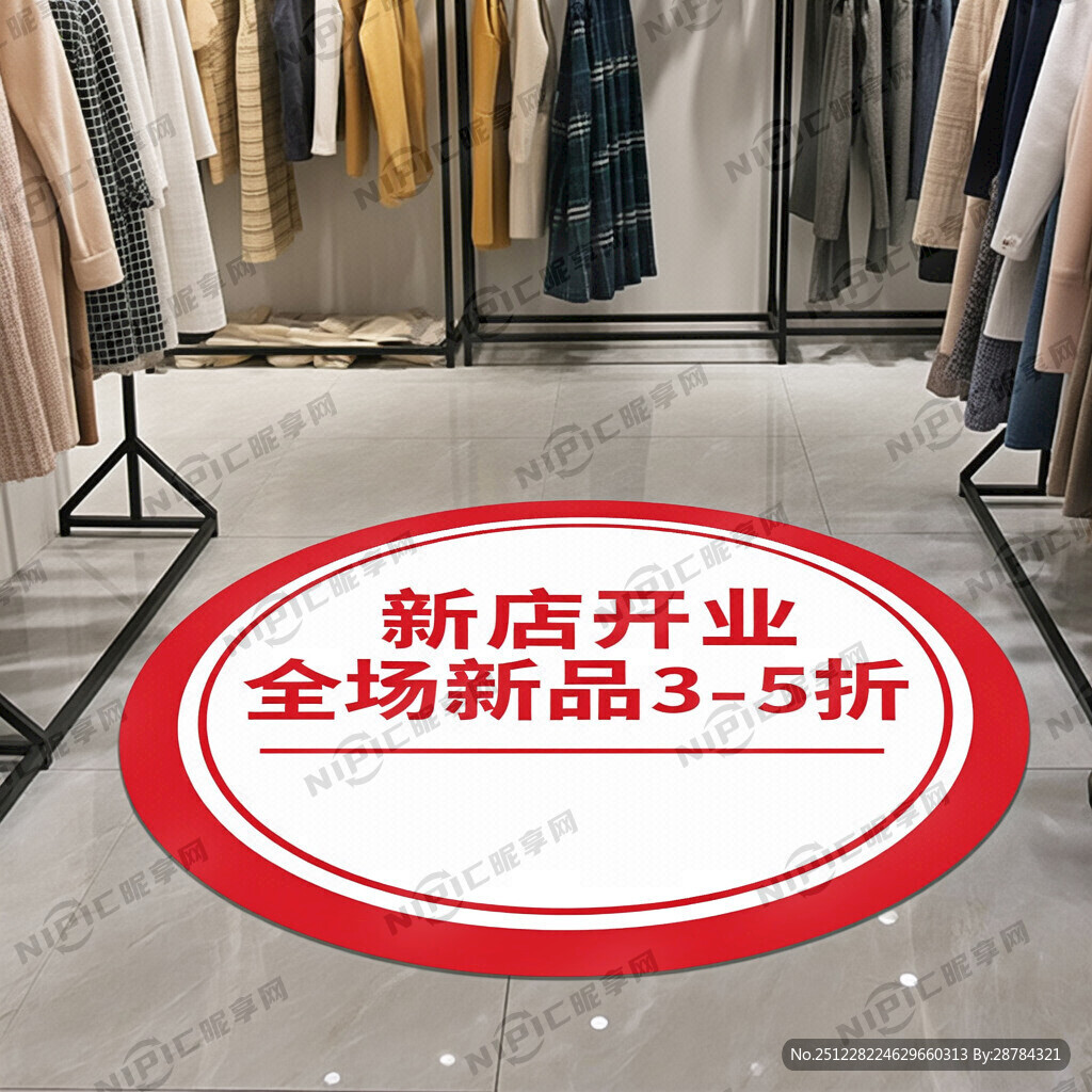 服装店开业圆形地贴“新店开业