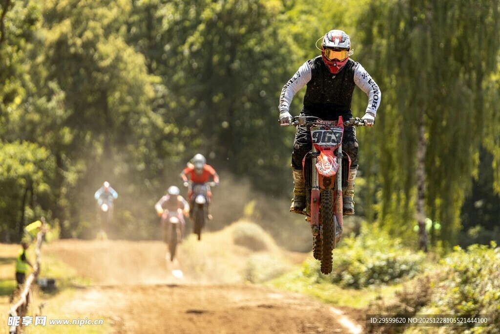 山地骑行者穿梭林间小道