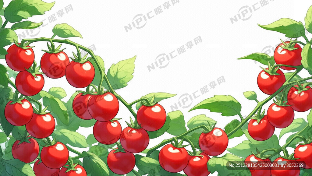 满满当当的一串串的红色小番茄