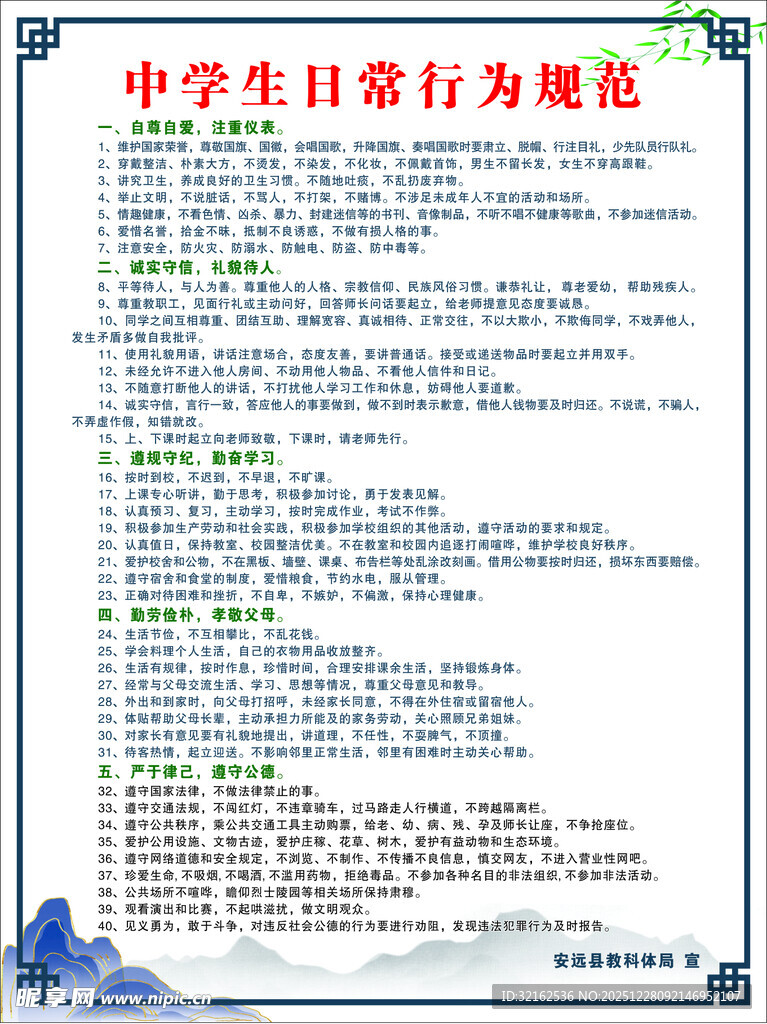 中学生日常行为规范展示