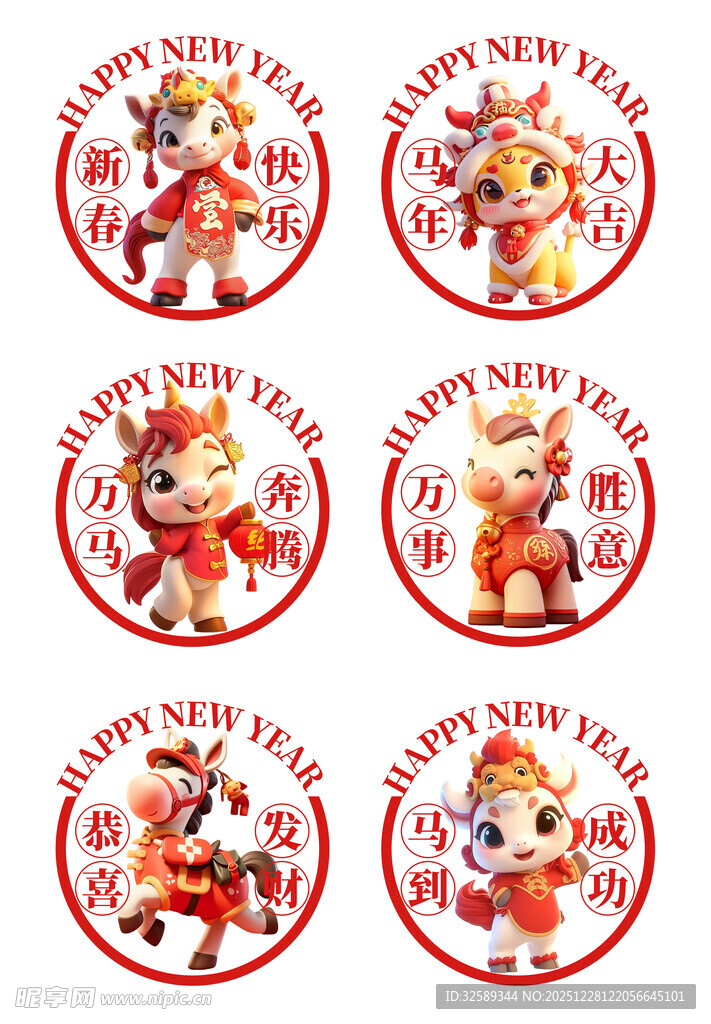 新年卡通图案贴纸