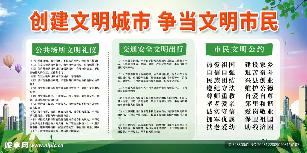 创建文明城市宣传展板