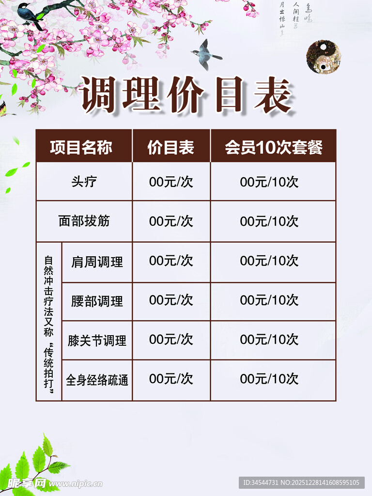 调理评价表模板