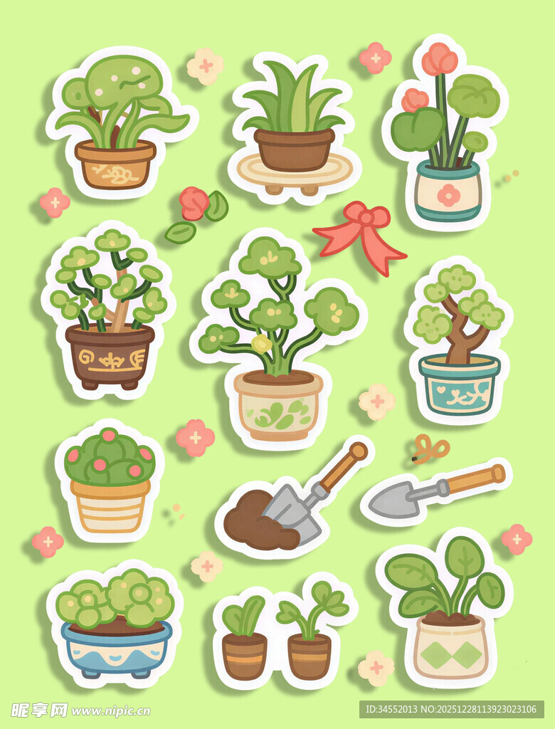 可爱盆栽贴纸