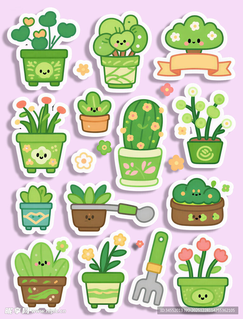 卡通多肉盆栽图案