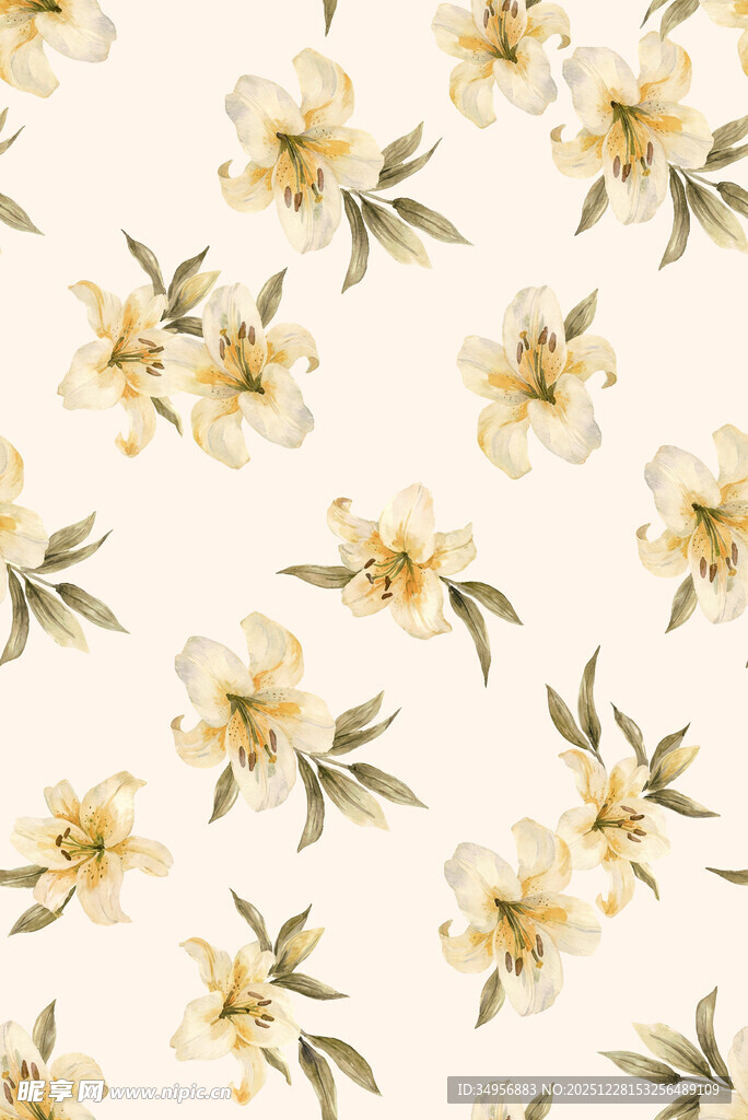 淡黄色花卉图案背景纹理