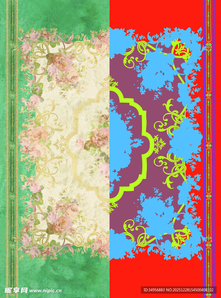 多彩复古花纹图案设计