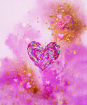 梦幻粉色爱心水彩画
