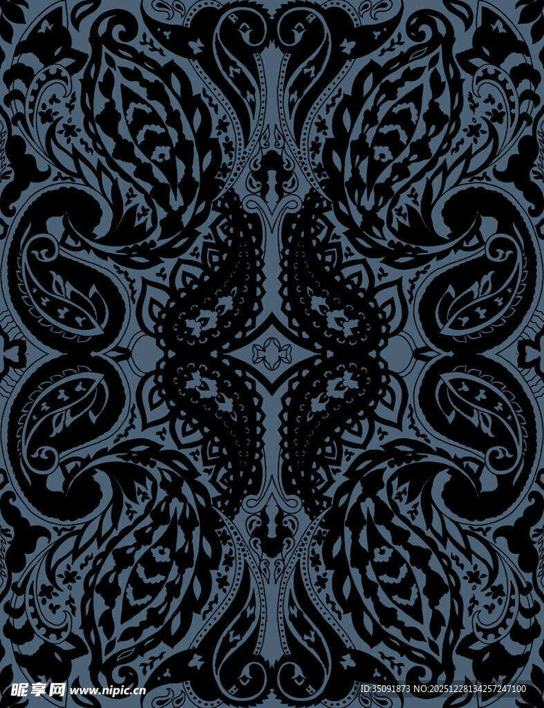 深蓝色对称花纹图案