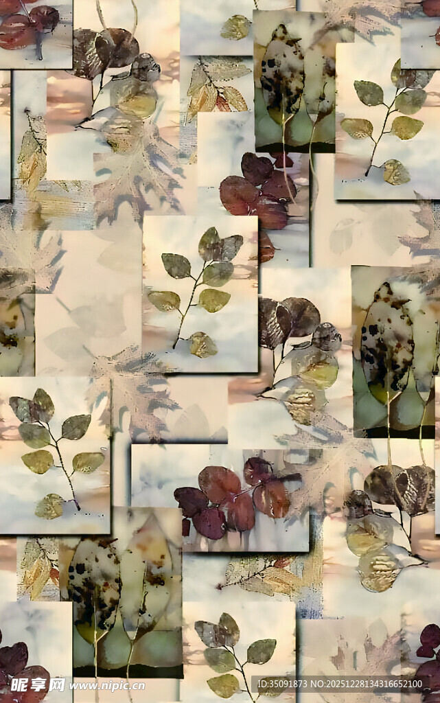 复古花卉拼接图案设计