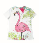 粉色火烈鸟与绿植插画