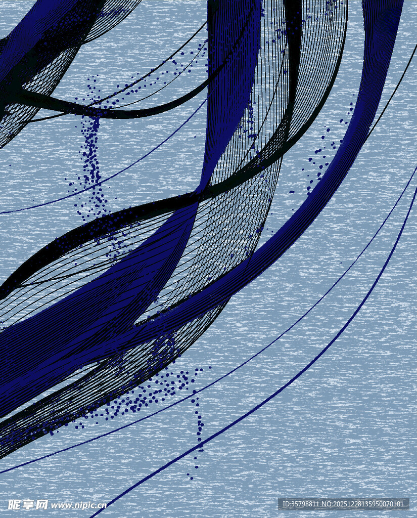 蓝色飘逸线条抽象艺术图