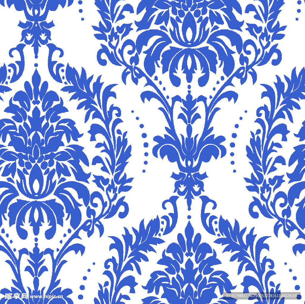 蓝白经典欧式花纹图案