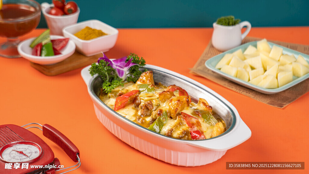 多彩美味佳肴摆桌展示