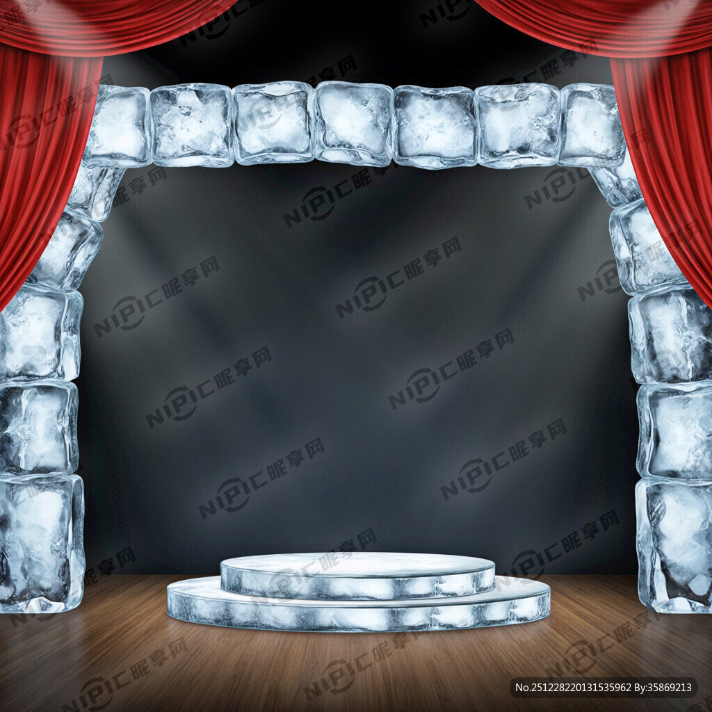 一个舞台加一个主背景加两边冰块