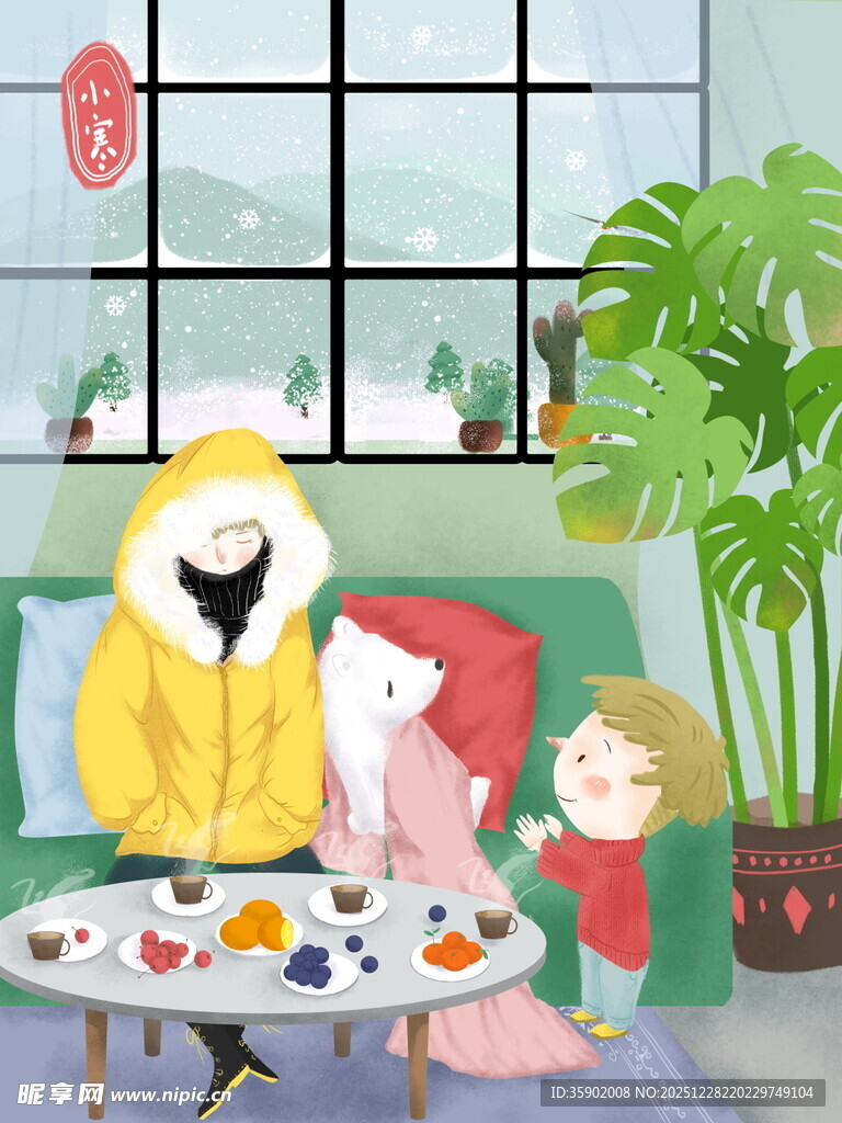 冬日家庭温馨室内休闲时光