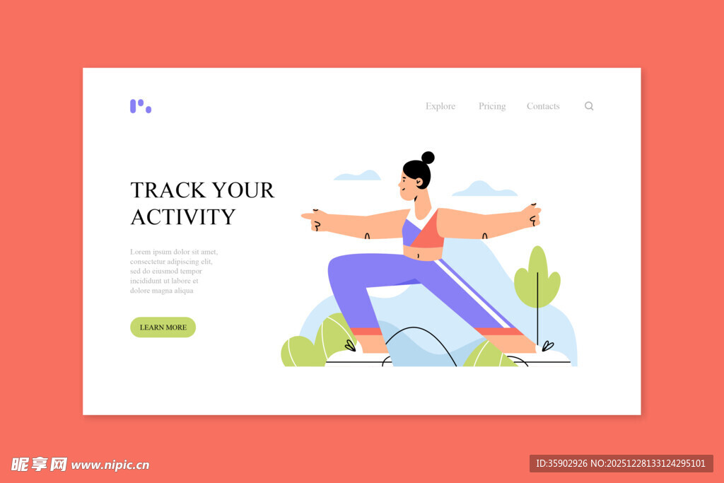 瑜伽锻炼网页插画