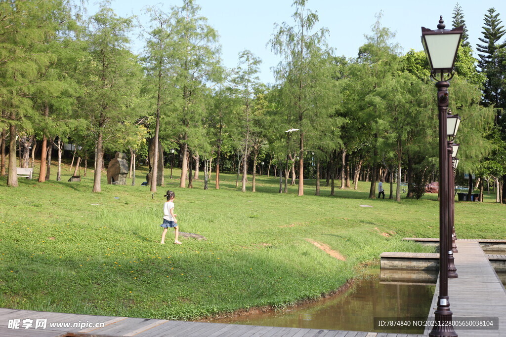 公园中的惬意休闲场景